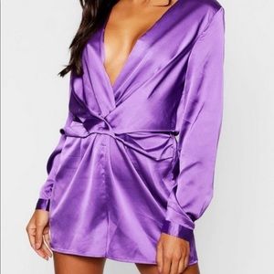 PURPLE SATIN PARTY ROMPER NEVER BEEN WARN